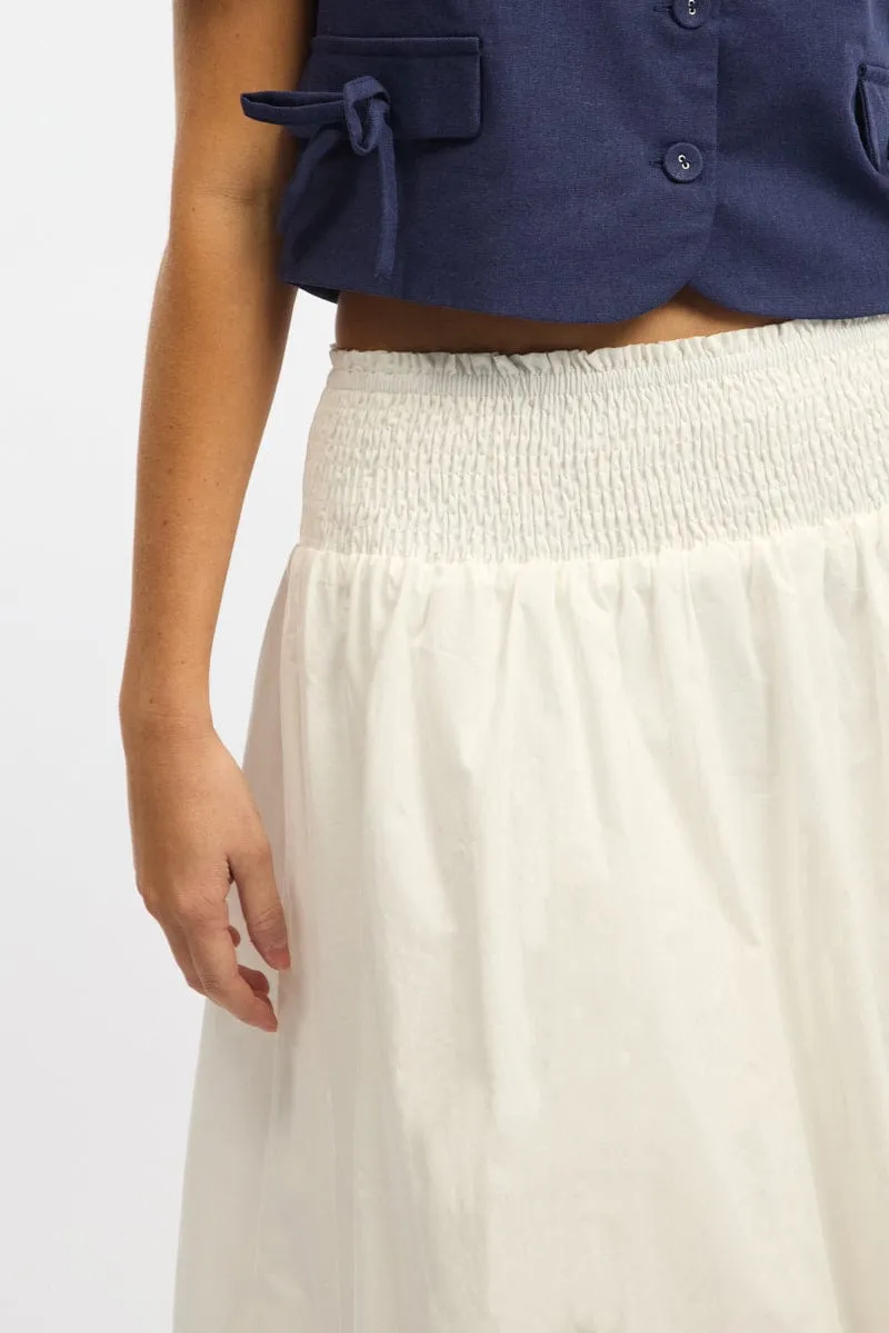 White Balloon Skirt Shirred Waist Maxi sold by Ally Fashion product image thumbnail 5
