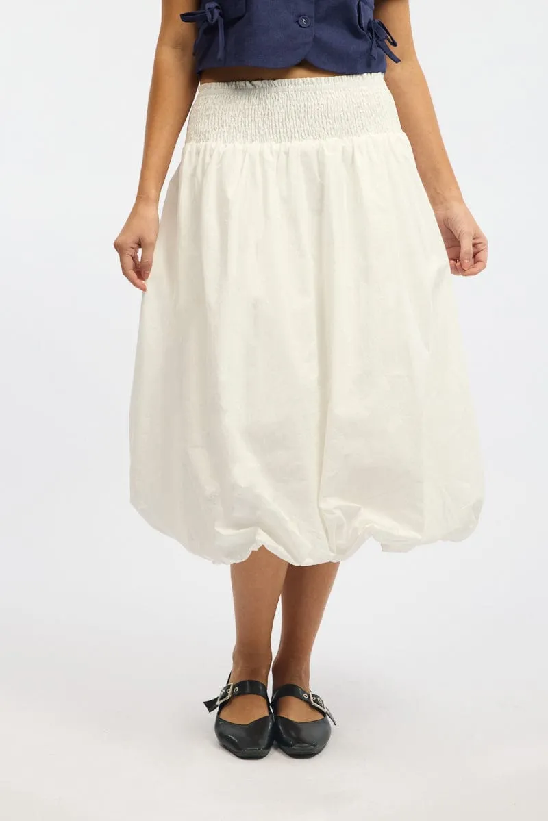 White Balloon Skirt Shirred Waist Maxi sold by Ally Fashion product image thumbnail 2