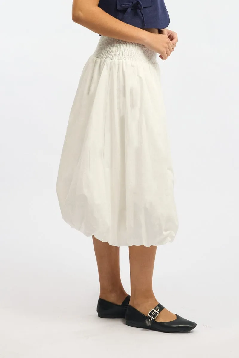 White Balloon Skirt Shirred Waist Maxi sold by Ally Fashion product image thumbnail 3