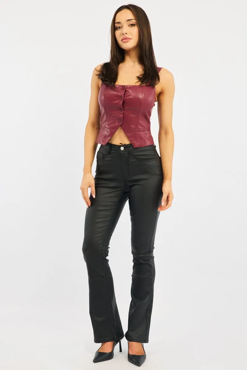 Red Faux Leather Vest sold by Ally Fashion product image thumbnail 2