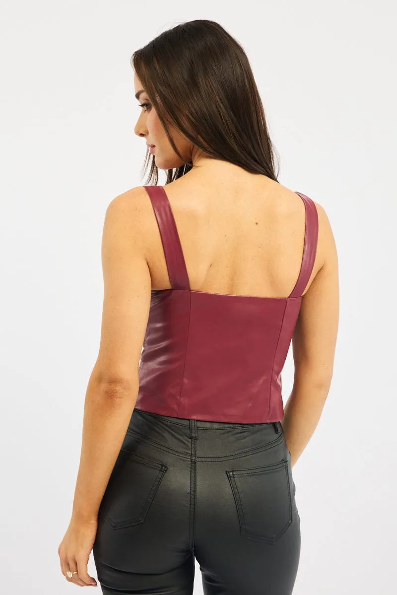 Red Faux Leather Vest sold by Ally Fashion product image thumbnail 4