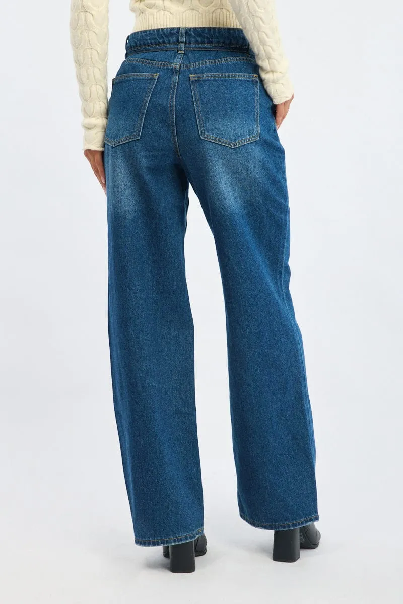 Denim Baggy Jeans Low Rise Belted sold by Ally Fashion product image thumbnail 5