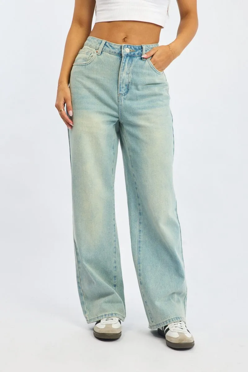 Denim Wide Leg Jeans Mid Rise sold by Ally Fashion