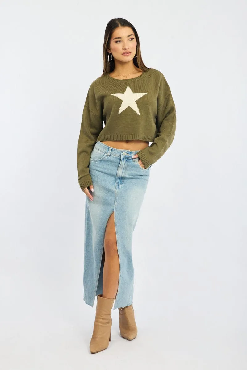 Green Star Knit Jumper Long Sleeve sold by Ally Fashion product image thumbnail 2