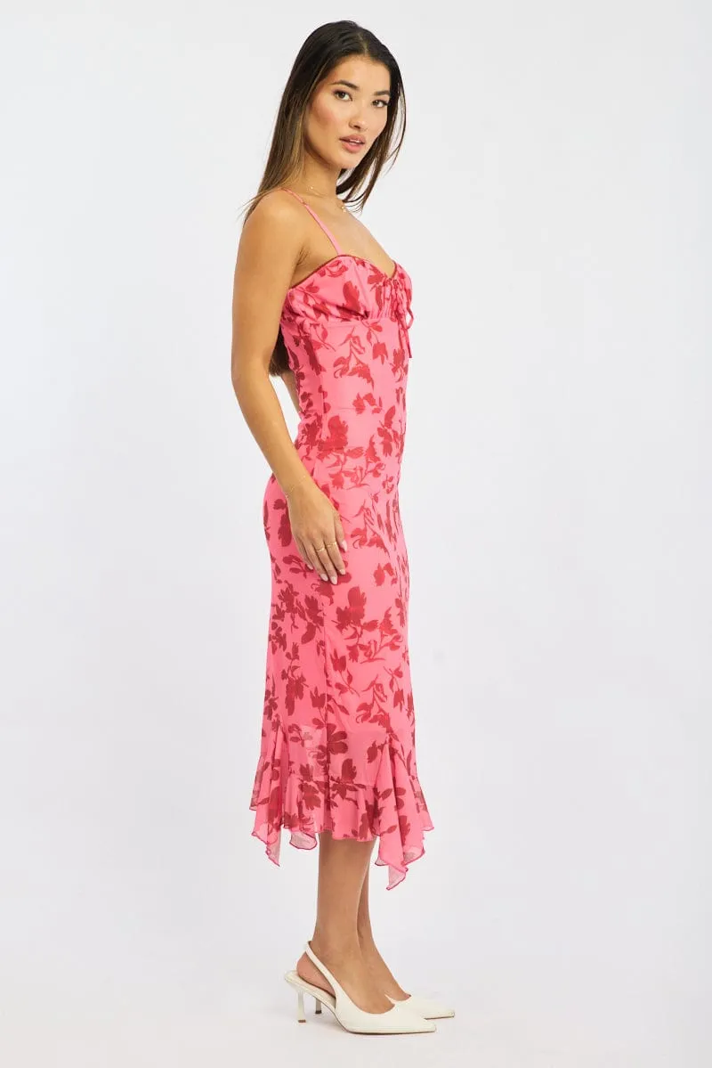 Pink Floral Bodycon Dress Midi sold by Ally Fashion product image thumbnail 3