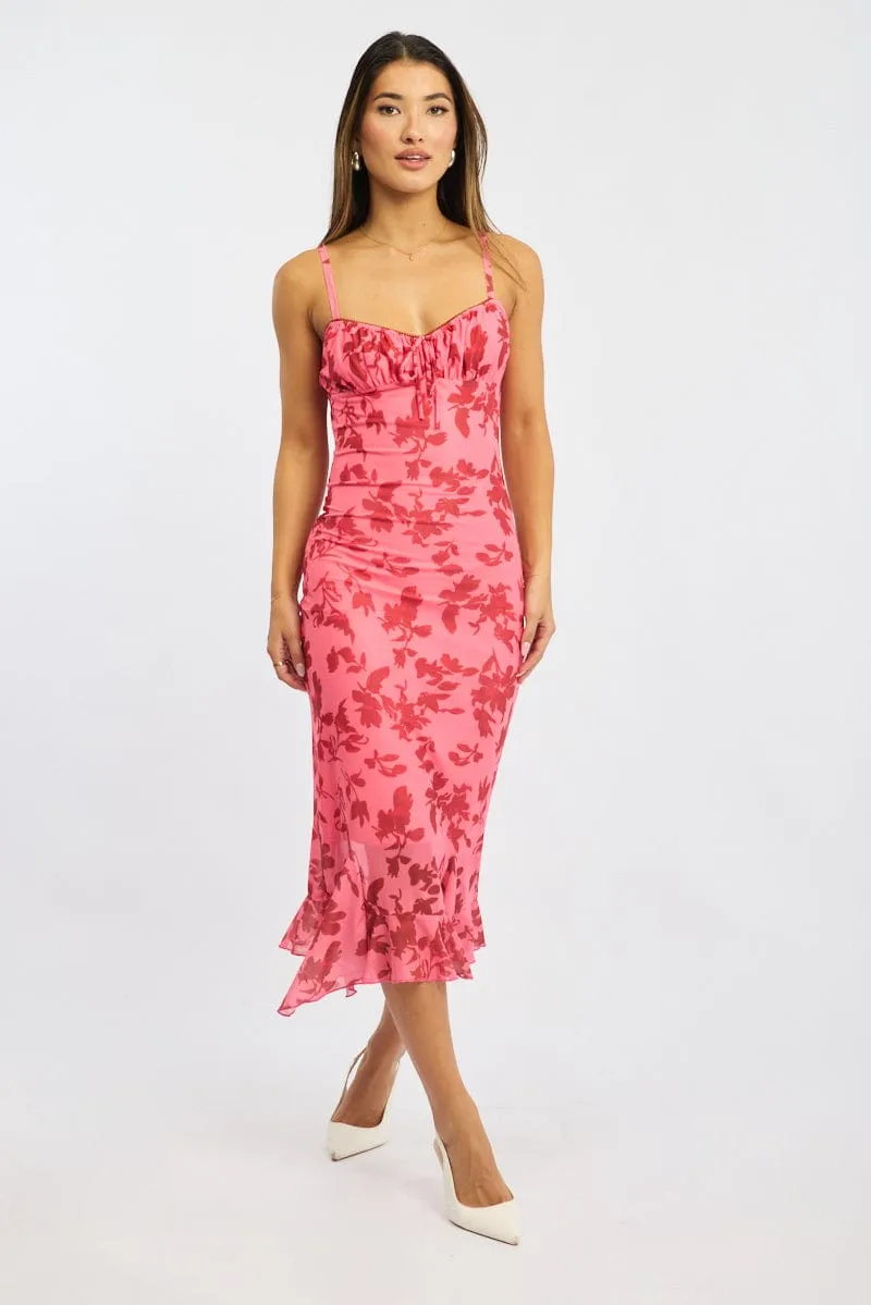 Pink Floral Bodycon Dress Midi sold by Ally Fashion