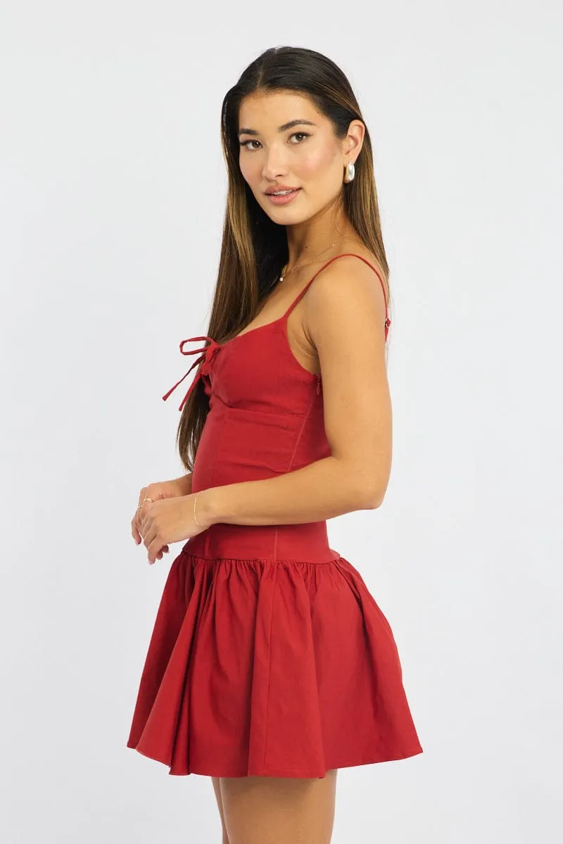 Red Mini Dress Drop Waist sold by Ally Fashion product image thumbnail 3