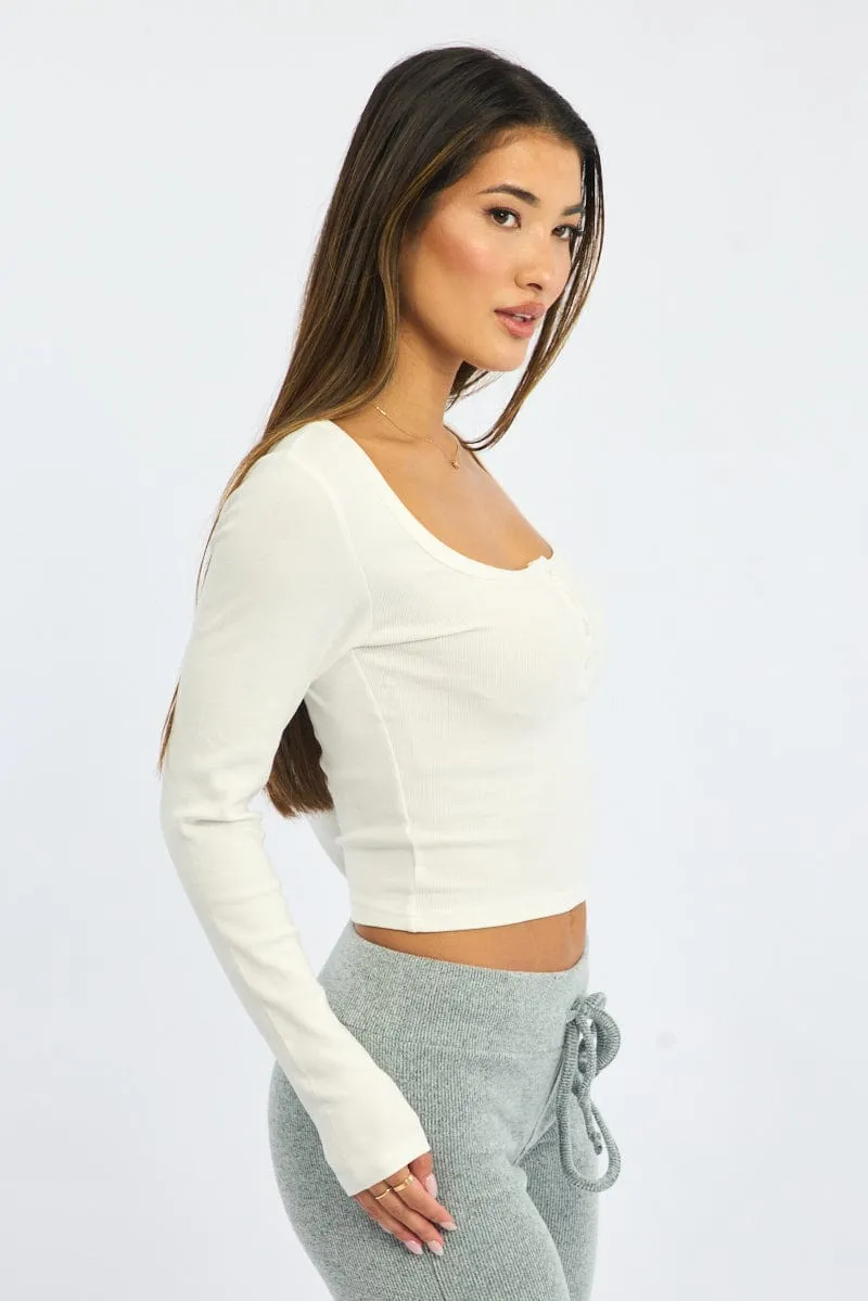 White Top Square Neck Long Sleeve sold by Ally Fashion product image thumbnail 4