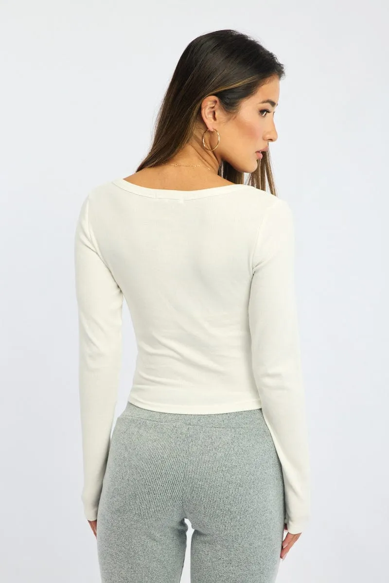 White Top Square Neck Long Sleeve sold by Ally Fashion product image thumbnail 5