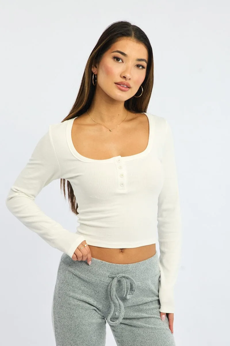White Top Square Neck Long Sleeve sold by Ally Fashion product image thumbnail 2