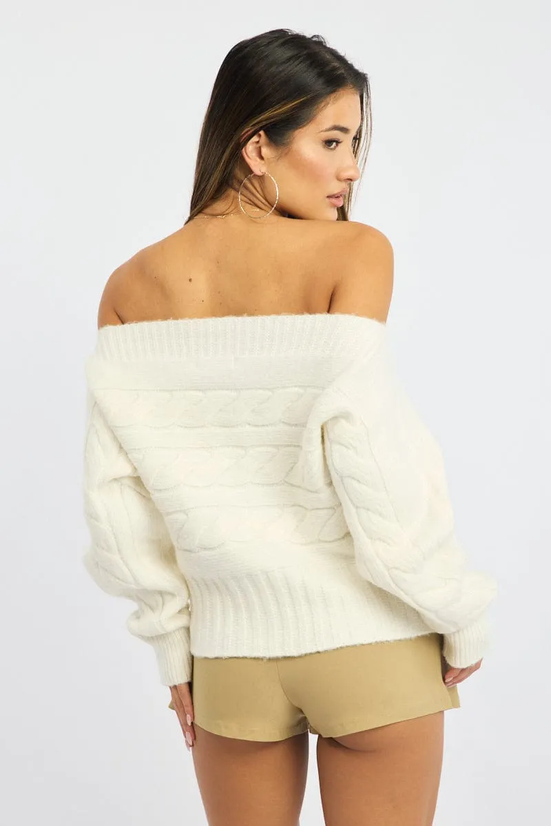 White Cable Knit Cardigan Bardot sold by Ally Fashion product image thumbnail 5