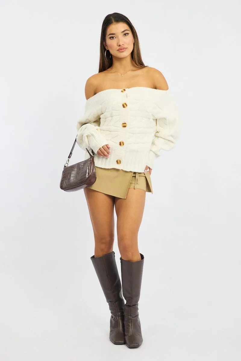 White Cable Knit Cardigan Bardot sold by Ally Fashion product image thumbnail 3