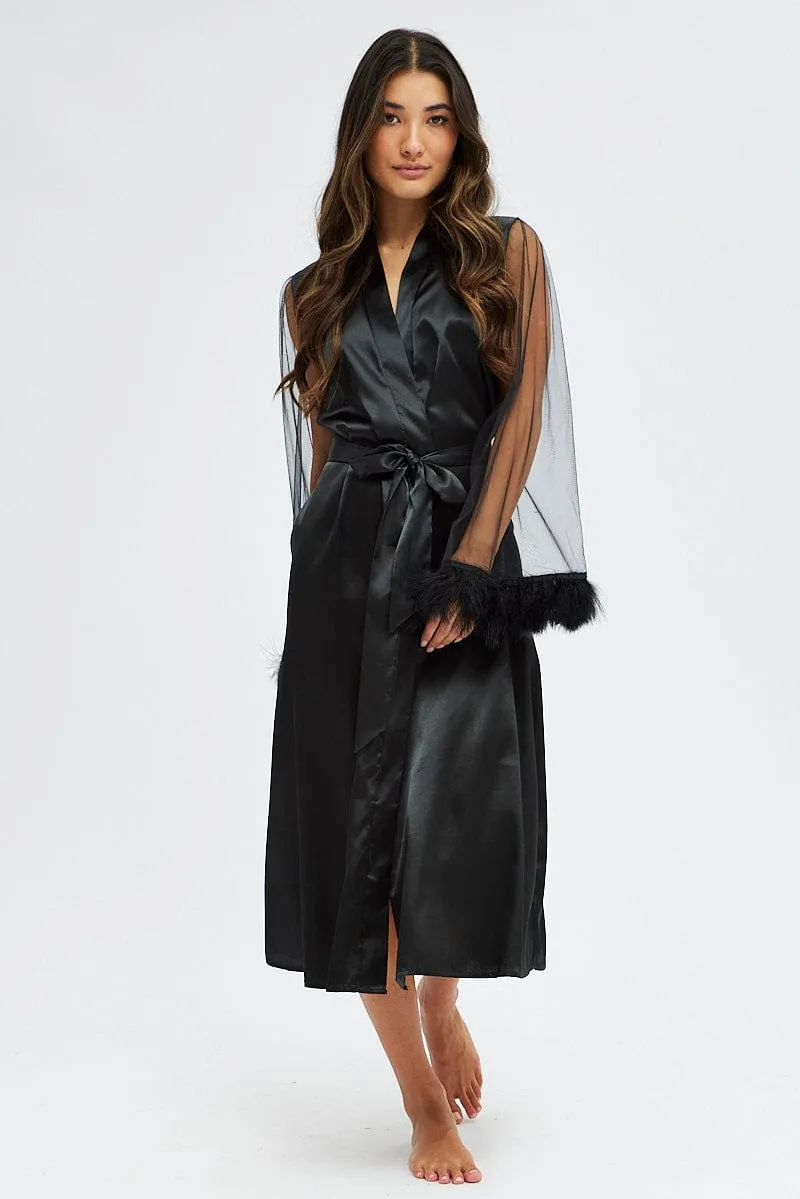 Black Feather Robe sold by Ally Fashion