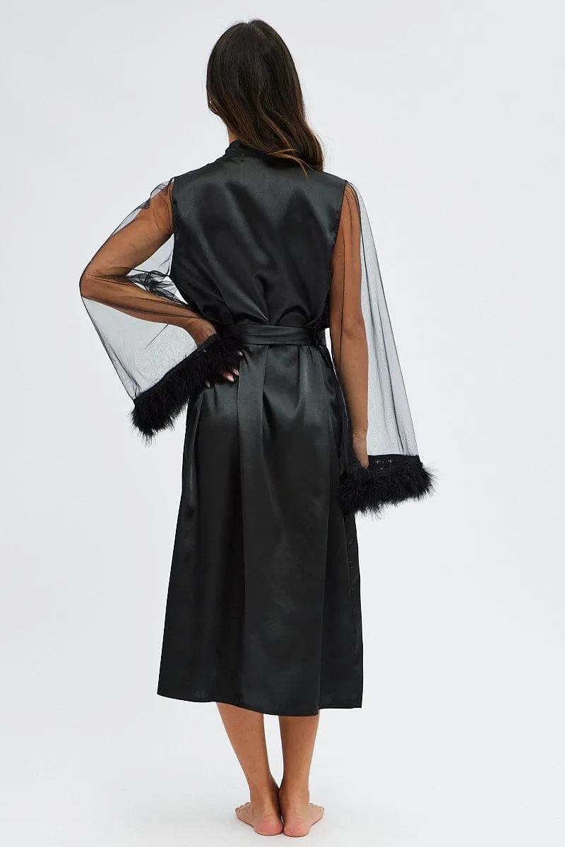 Black Feather Robe sold by Ally Fashion product image thumbnail 5