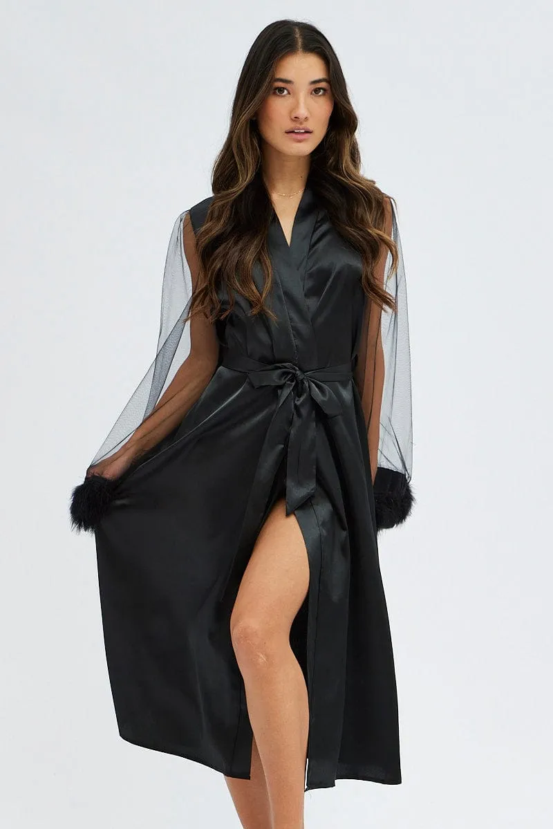 Black Feather Robe sold by Ally Fashion product image thumbnail 2
