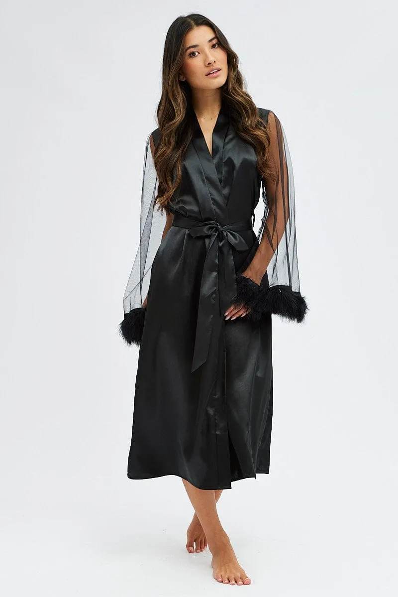 Black Feather Robe sold by Ally Fashion product image thumbnail 3