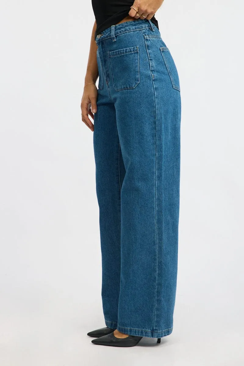 Denim Wide Leg Jeans High Rise sold by Ally Fashion product image thumbnail 3