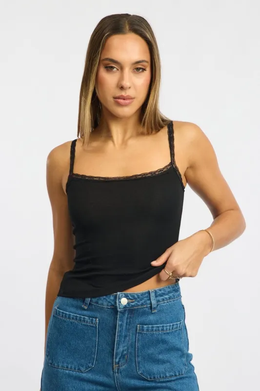 Black Lace Tank Top Sleeveless sold by Ally Fashion