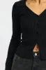 Black Knit Cardigan Collar V-neck Long Sleeve sold by Ally Fashion