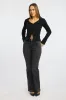 Black Knit Cardigan Collar V-neck Long Sleeve sold by Ally Fashion