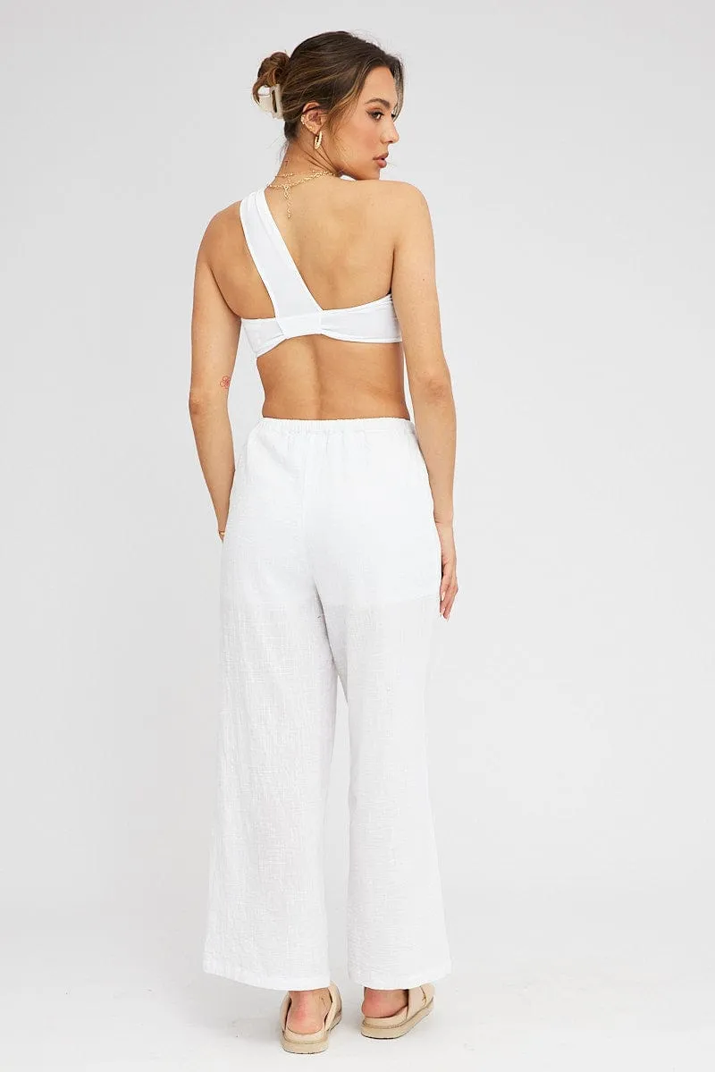 White Wide Leg Pants Mid Rise sold by Ally Fashion product image thumbnail 5