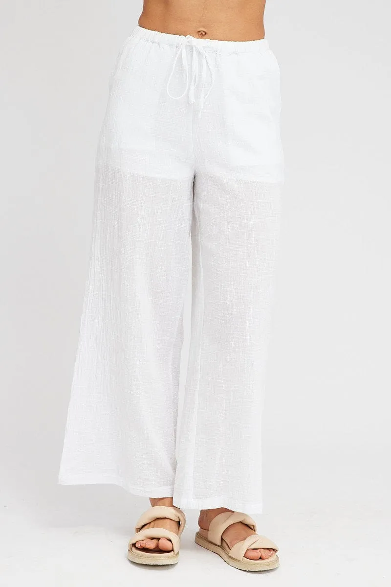 White Wide Leg Pants Mid Rise sold by Ally Fashion product image thumbnail 2