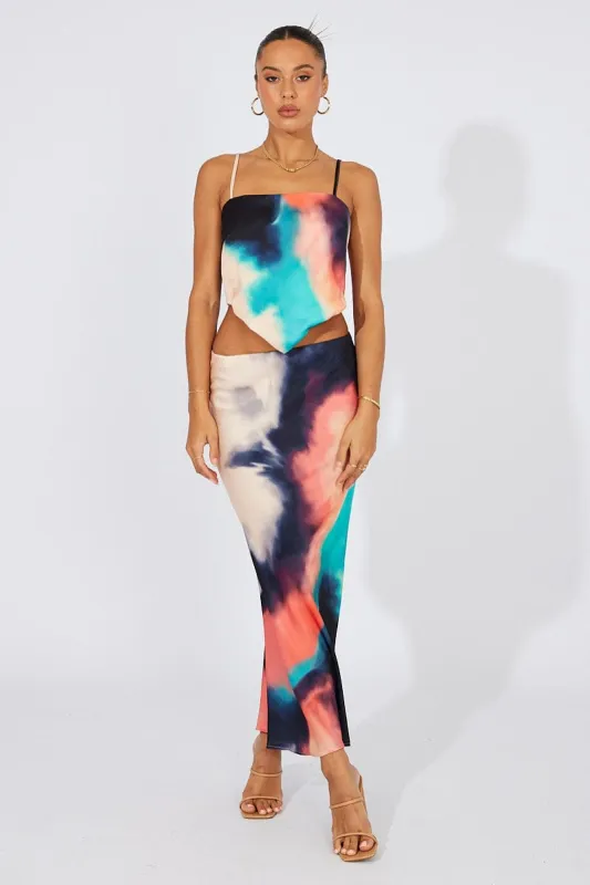 Multi Abstract Cami Top Tie Back sold by Ally Fashion