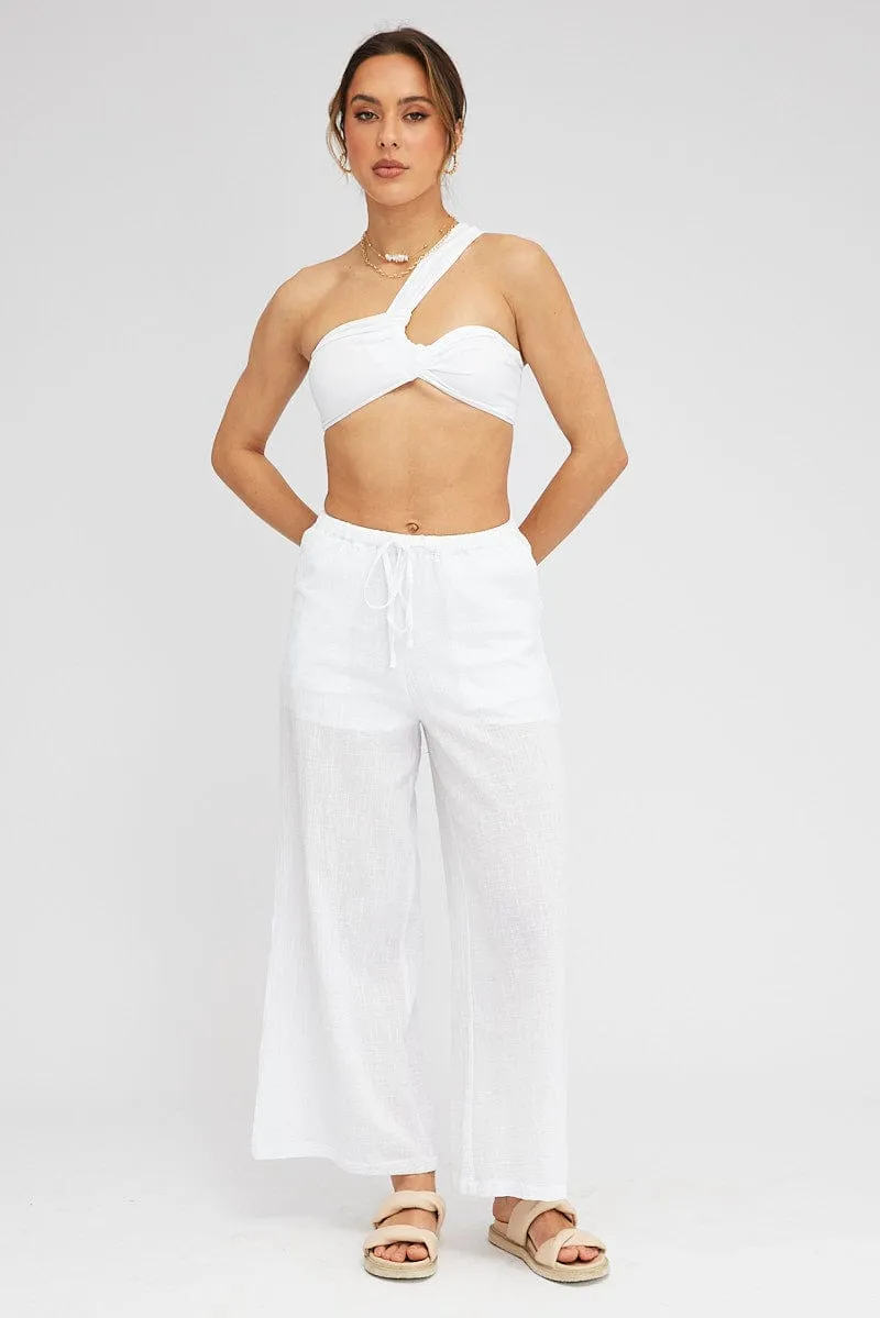 White Wide Leg Pants Mid Rise sold by Ally Fashion