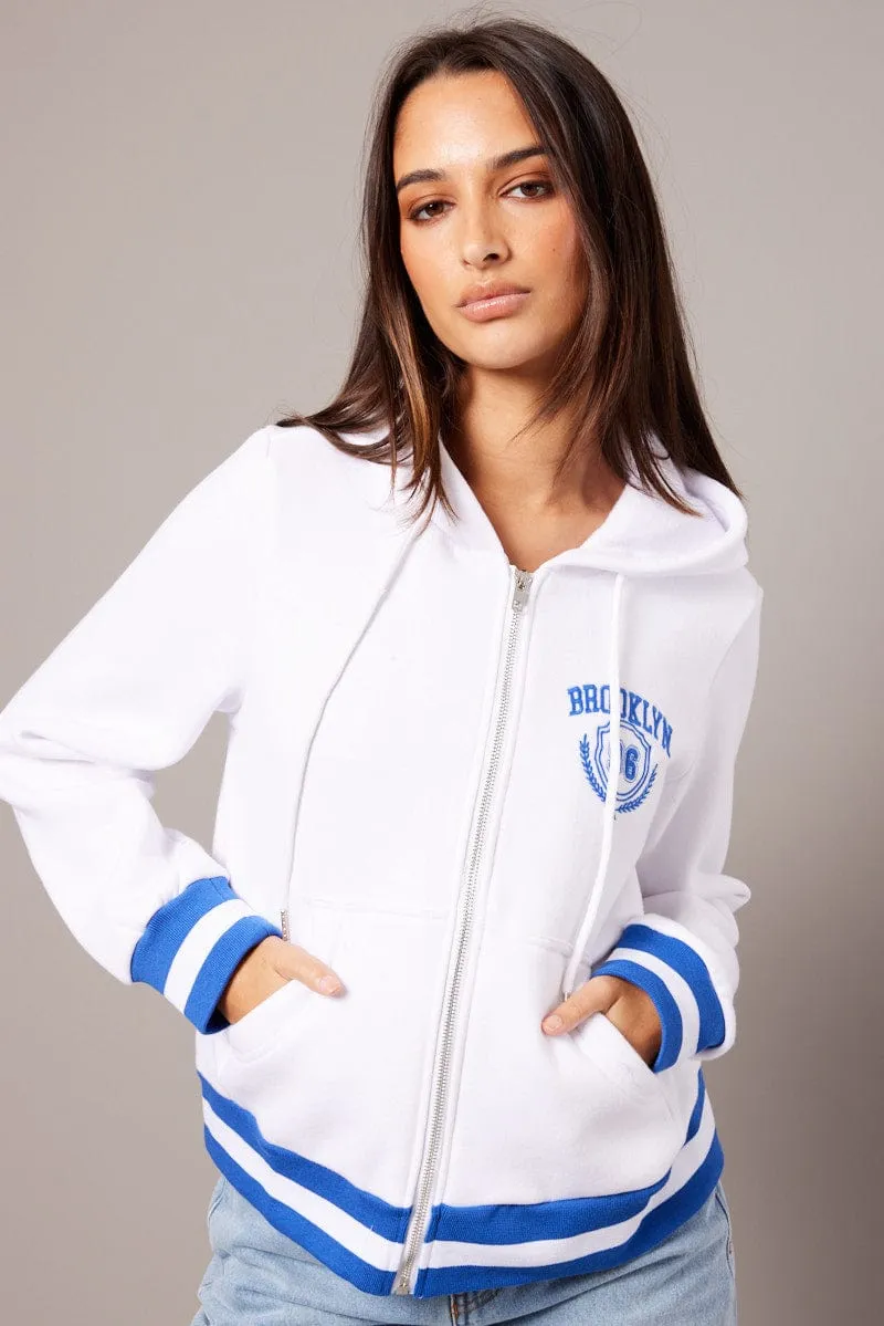 White Long Sleeve Embroidered Hoodie Jacket sold by Ally Fashion product image thumbnail 3