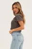 Grey Short Sleeve Graphic Crop Tee sold by Ally Fashion