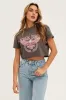 Grey Short Sleeve Graphic Crop Tee sold by Ally Fashion