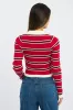 Red Stripe Knit Top Long Sleeve Collar sold by Ally Fashion