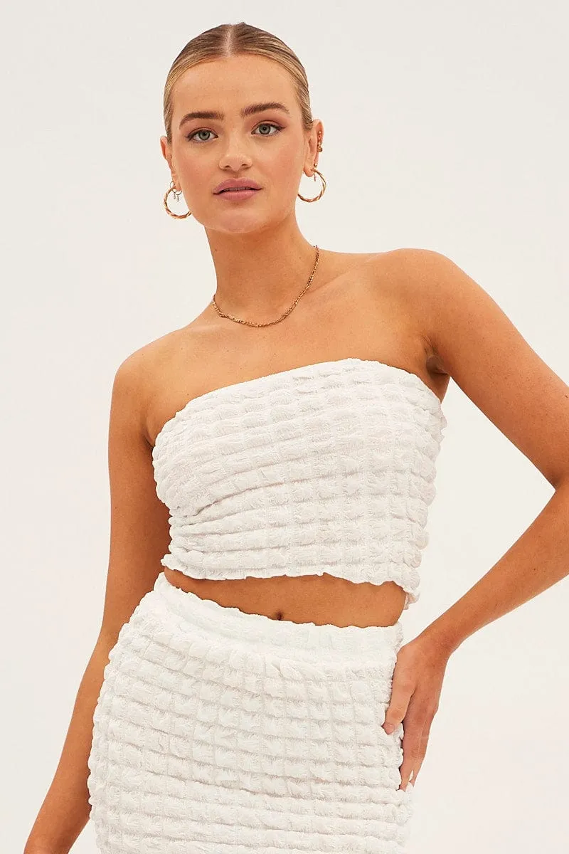White Textured Mini Skirt sold by Ally Fashion product image thumbnail 4