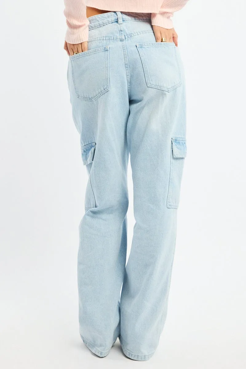 Denim Cargo Jeans Mid Rise sold by Ally Fashion product image thumbnail 4