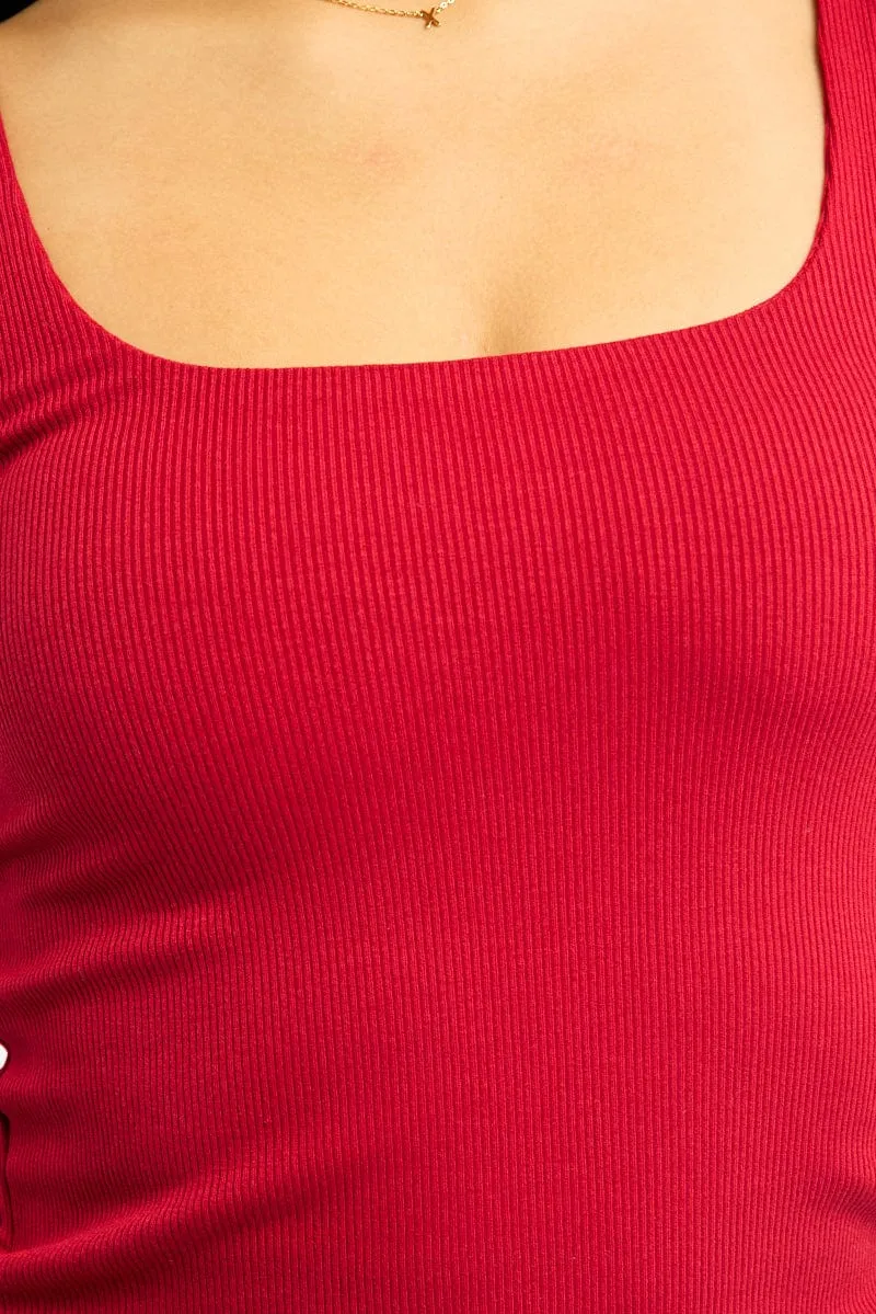 Red Tank Top Double Layered Rib sold by Ally Fashion product image thumbnail 5