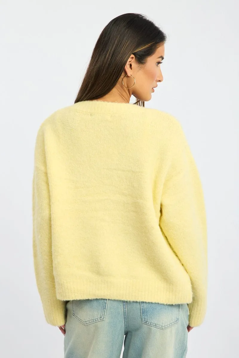 Yellow Knit Cardigan Crew Neck sold by Ally Fashion product image thumbnail 5