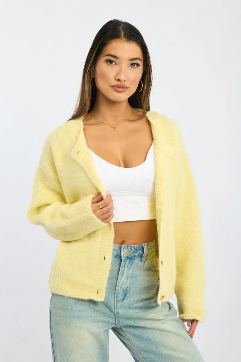 Yellow Knit Cardigan Crew Neck sold by Ally Fashion product image thumbnail 2