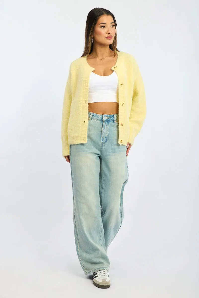 Yellow Knit Cardigan Crew Neck sold by Ally Fashion product image thumbnail 3