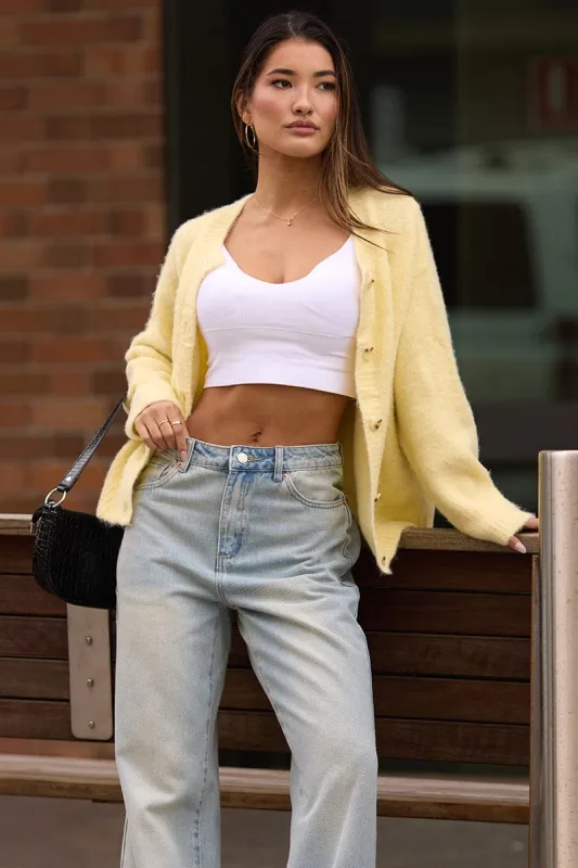 Yellow Knit Cardigan Crew Neck sold by Ally Fashion
