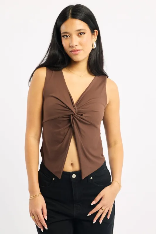 Brown Crossover Top Sleeveless sold by Ally Fashion