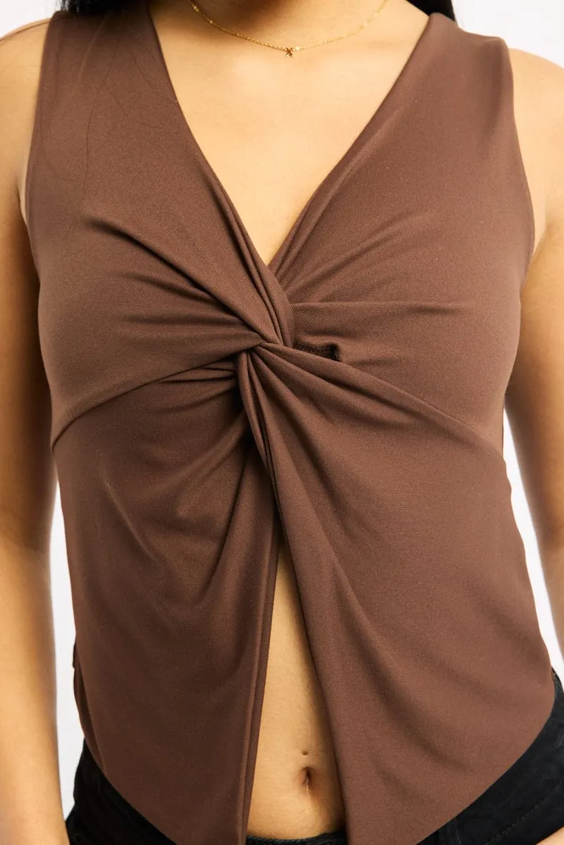 Brown Crossover Top Sleeveless sold by Ally Fashion product image thumbnail 5