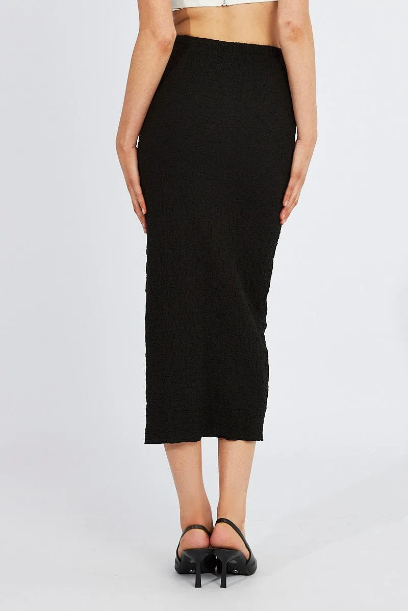 Black Maxi Skirt Slim Fit Textured Jersey sold by Ally Fashion product image thumbnail 5