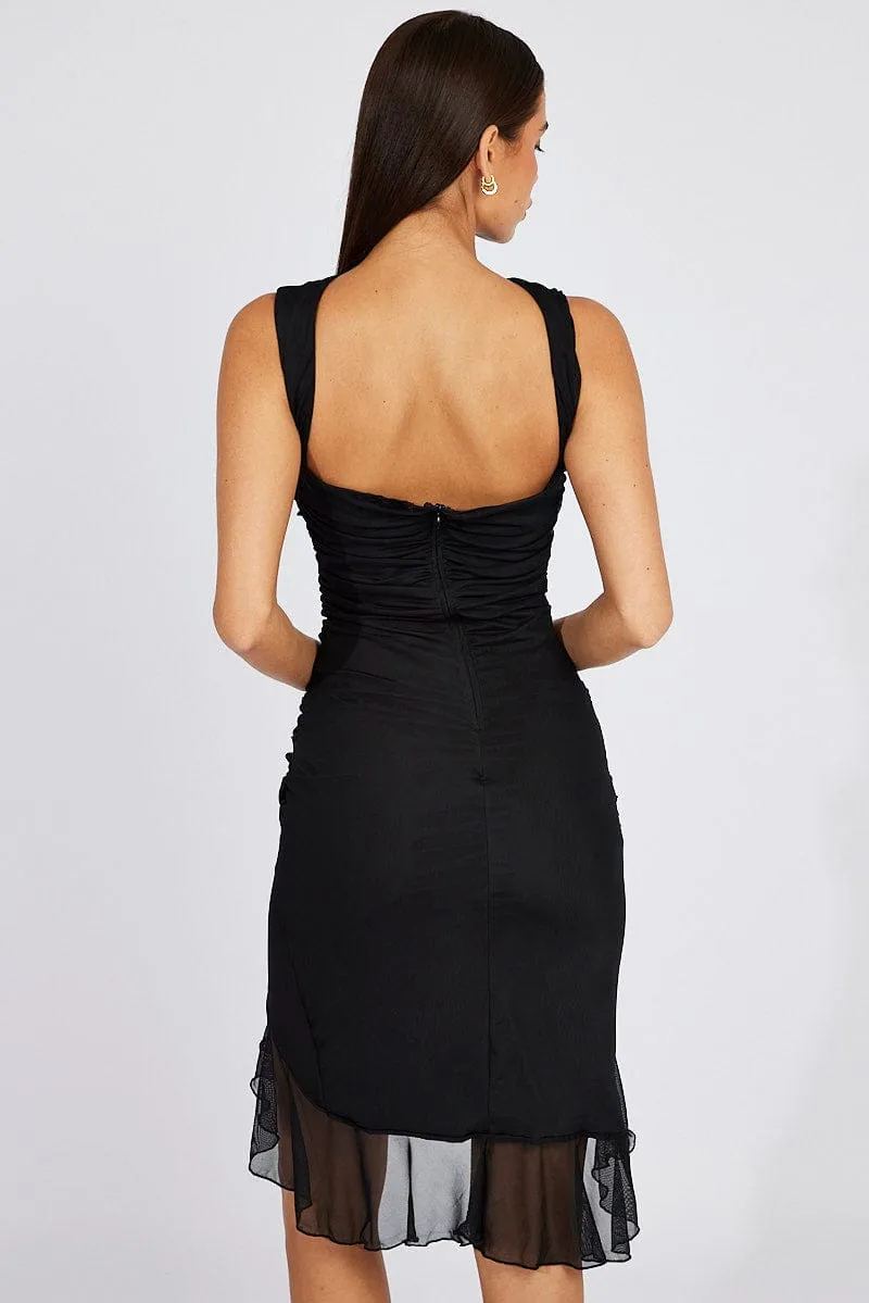Black Bodycon Dress Sleeveless Ruffle Mesh sold by Ally Fashion product image thumbnail 4