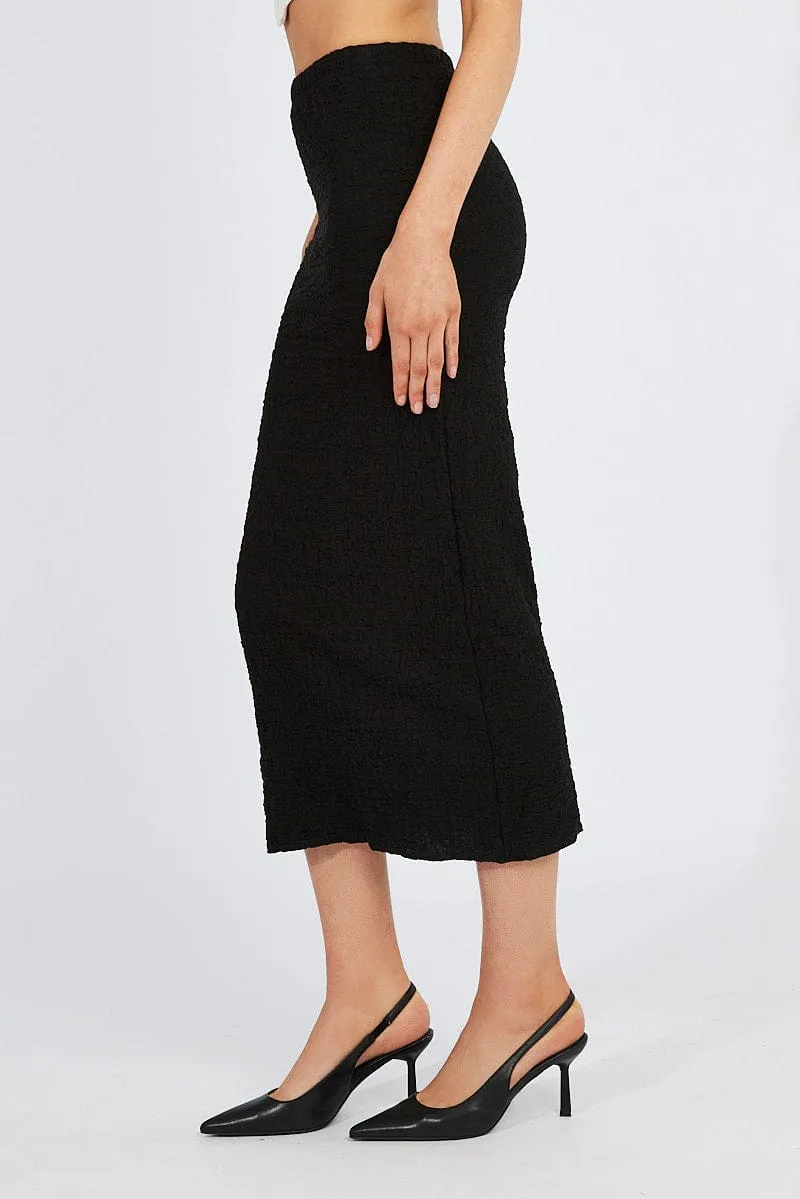 Black Maxi Skirt Slim Fit Textured Jersey sold by Ally Fashion product image thumbnail 4