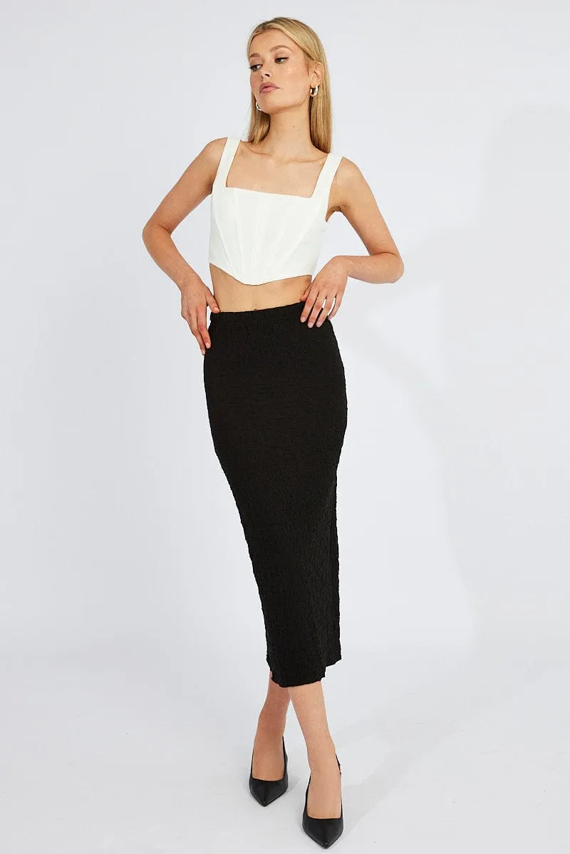 Black Maxi Skirt Slim Fit Textured Jersey sold by Ally Fashion