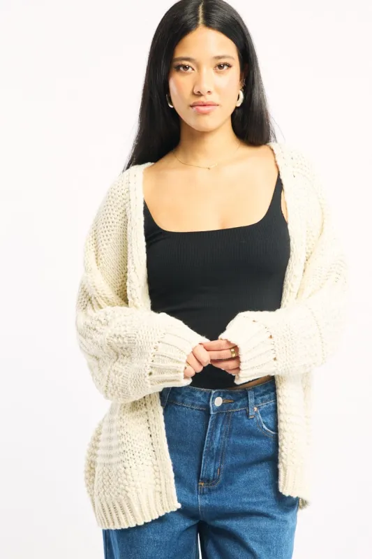 White Longline Cardigan Long Sleeve sold by Ally Fashion