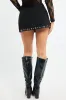 Black Mini Skort Skirt Mid Waisted Studded Detail Lined sold by Ally Fashion