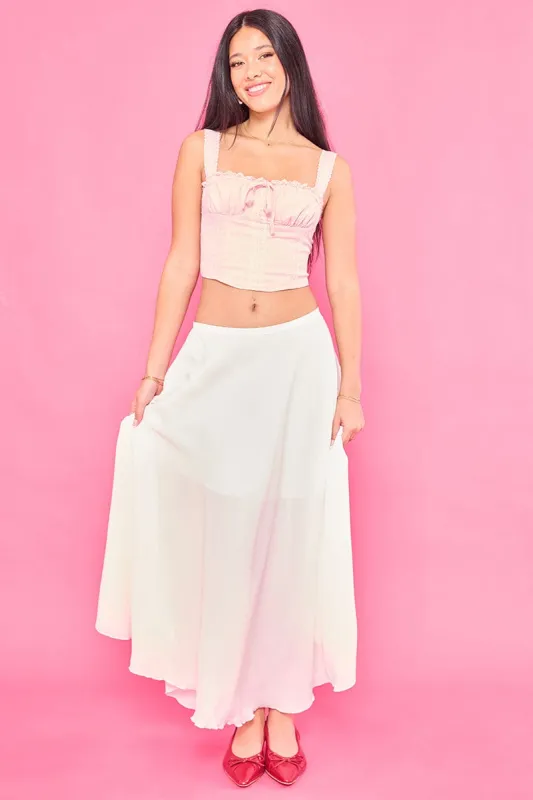 White Maxi Skirt Flowy High Waisted Poly Chiffon sold by Ally Fashion