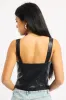 Black Faux Leather Vest sold by Ally Fashion