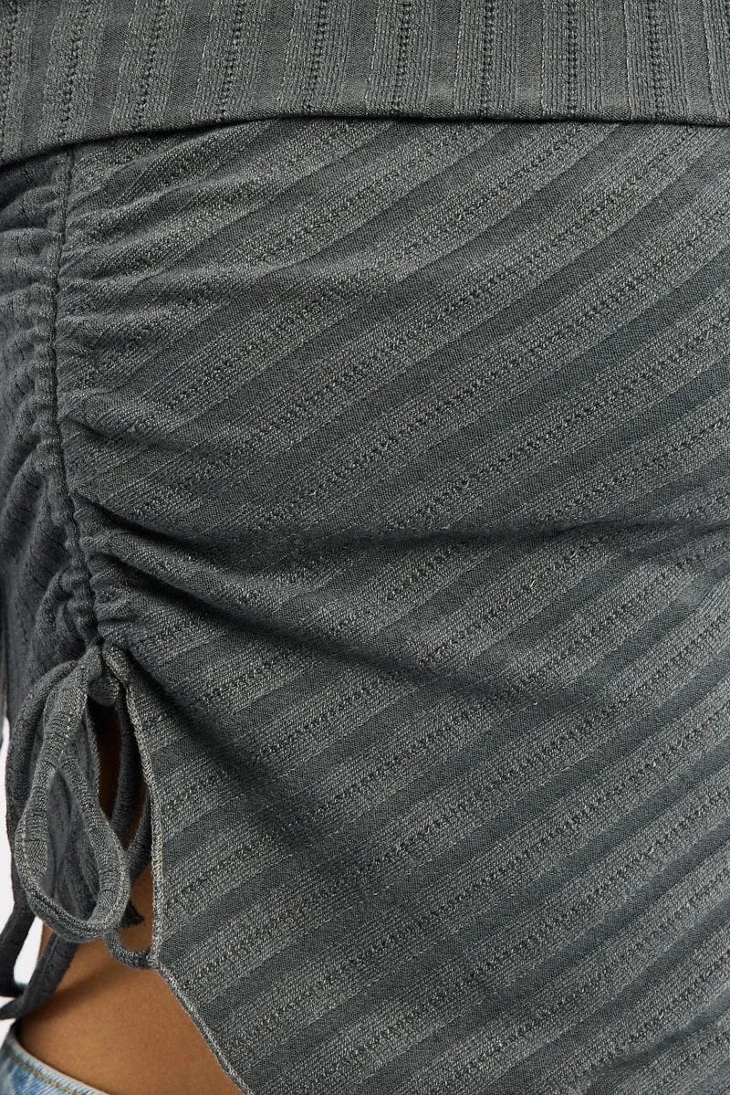 Grey Off Shoulder Top Long Sleeve Ruched sold by Ally Fashion product image thumbnail 5